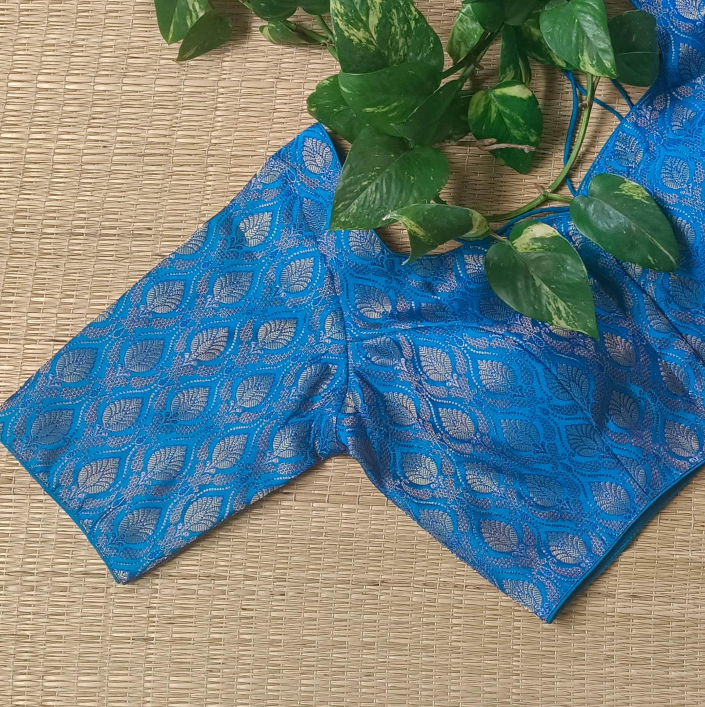 Blue Brocade Blouse