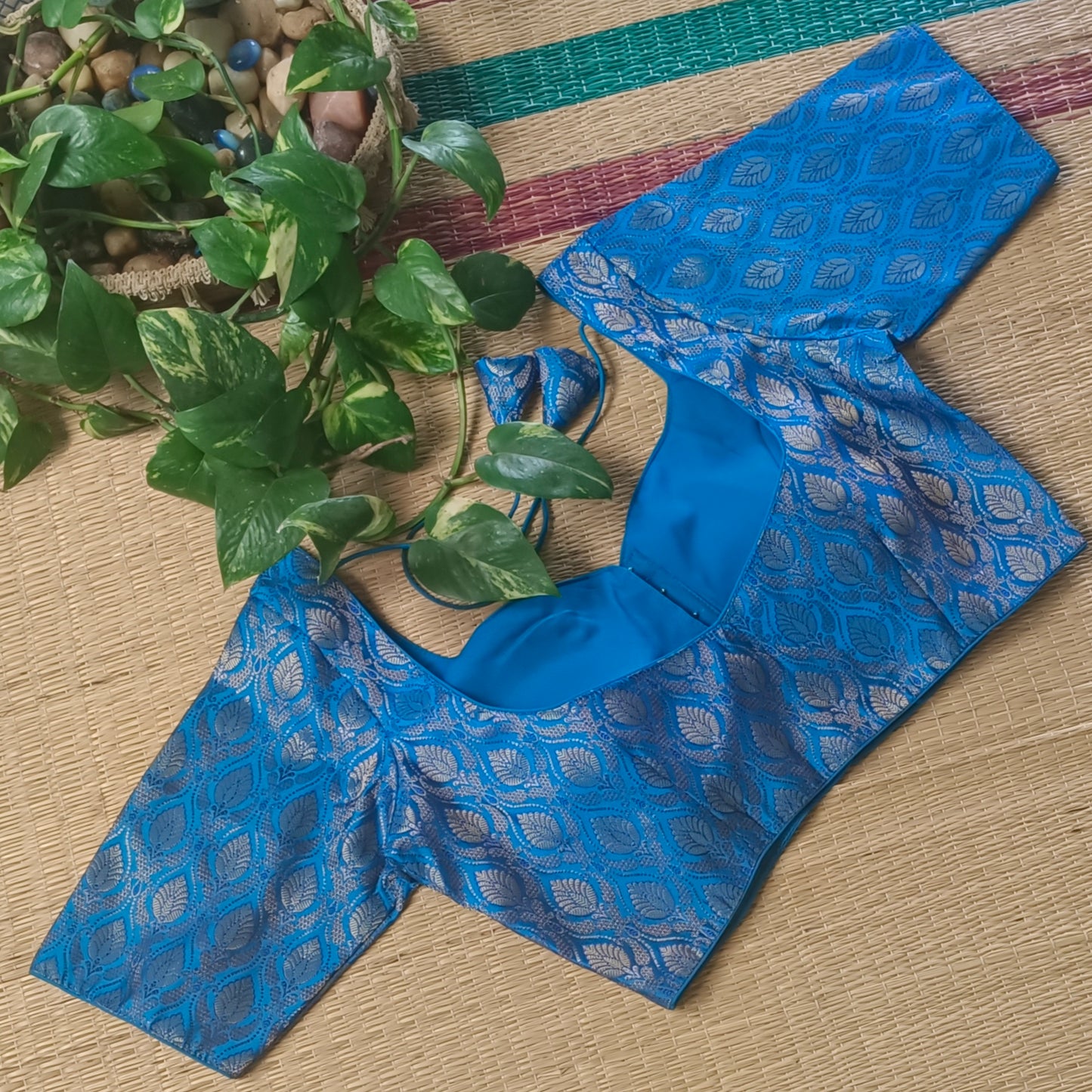 Blue Brocade Blouse