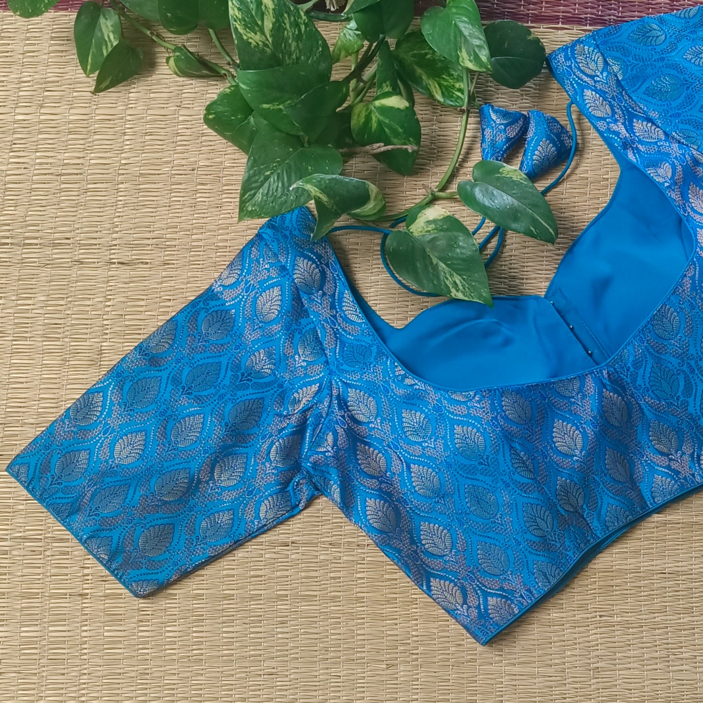 Blue Brocade Blouse