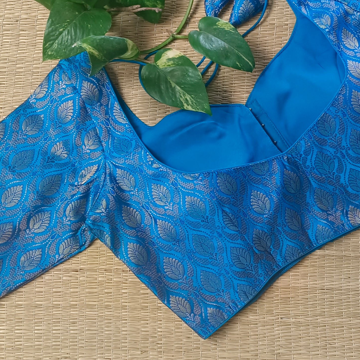 Blue Brocade Blouse