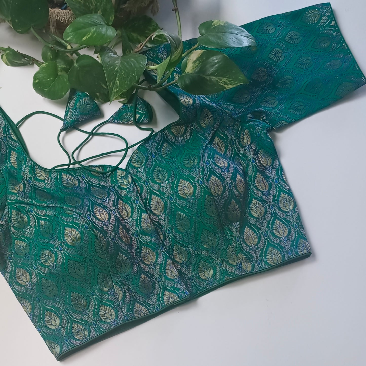 Green Brocade Blouse