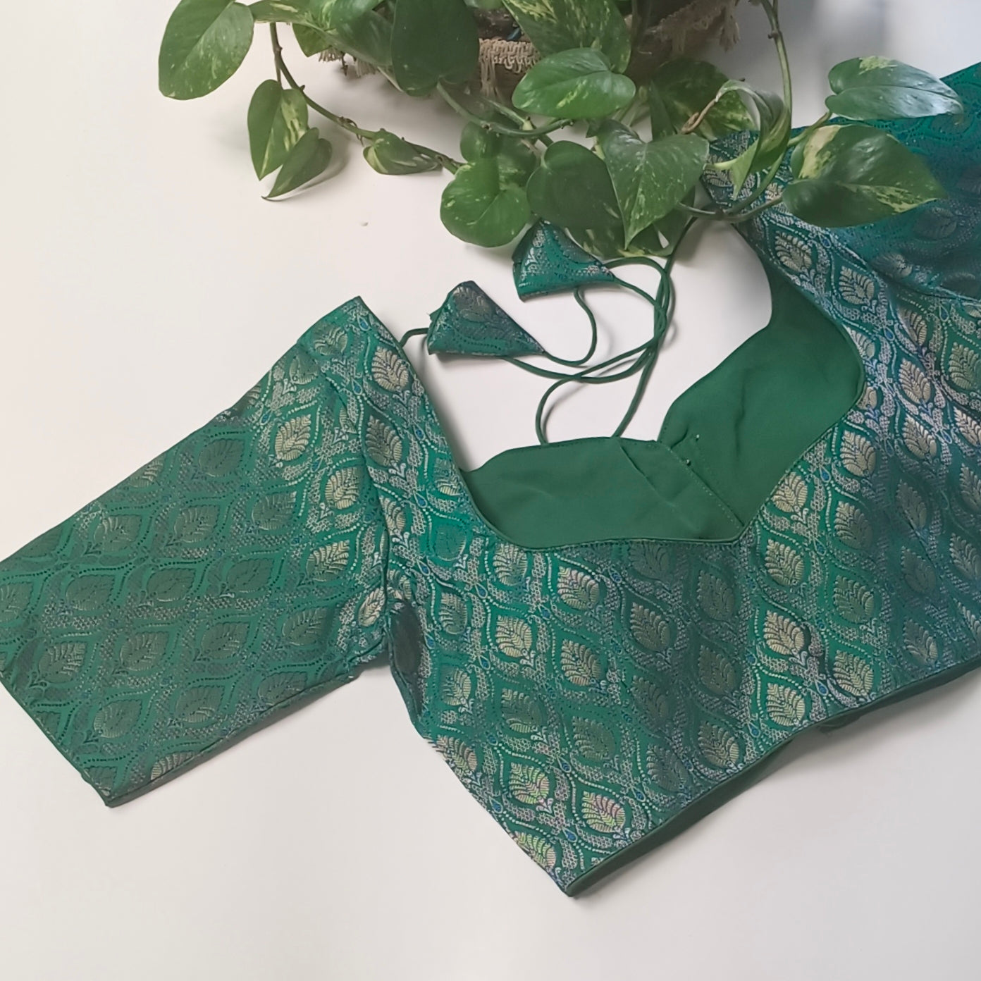 Green Brocade Blouse