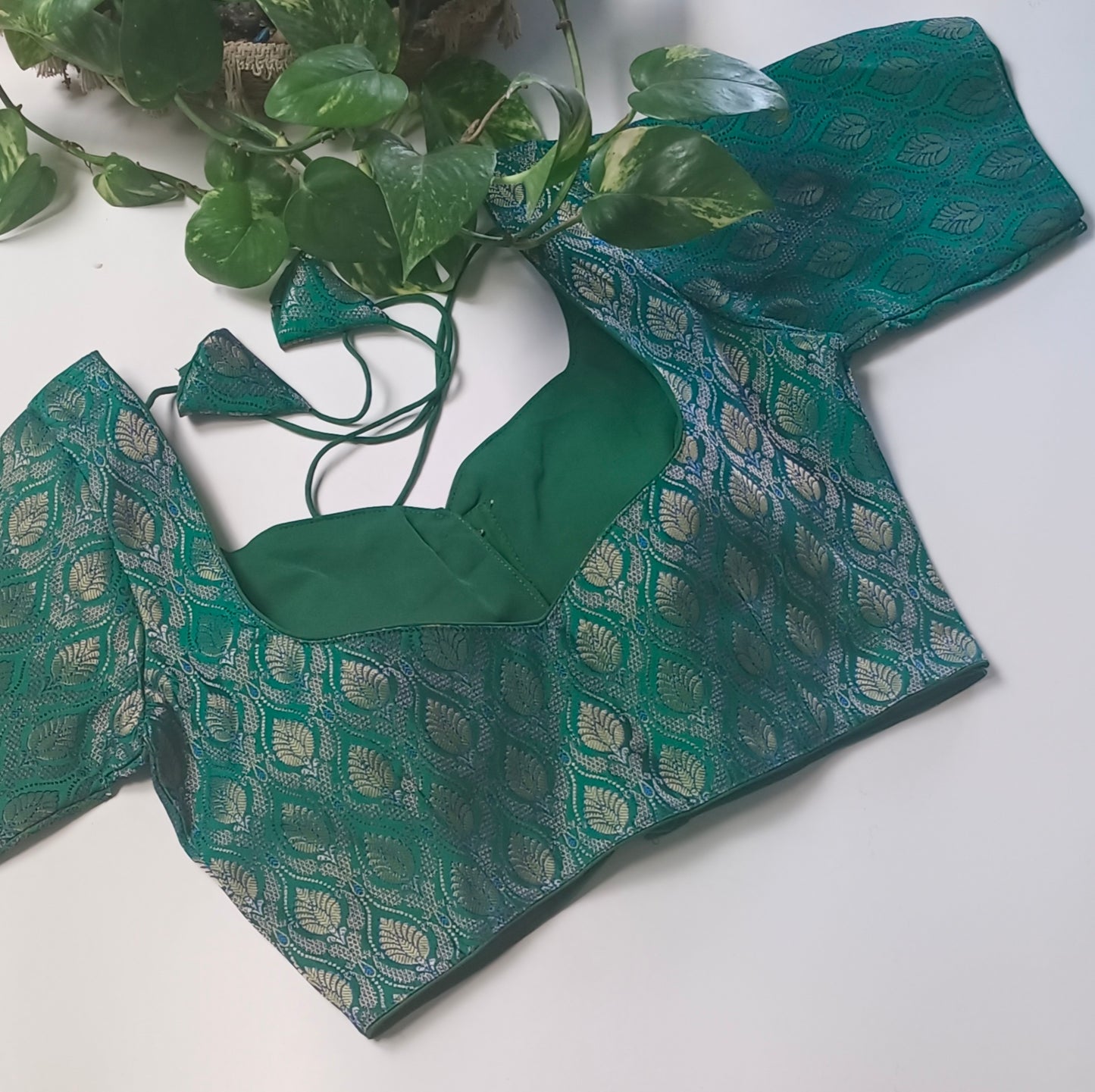 Green Brocade Blouse