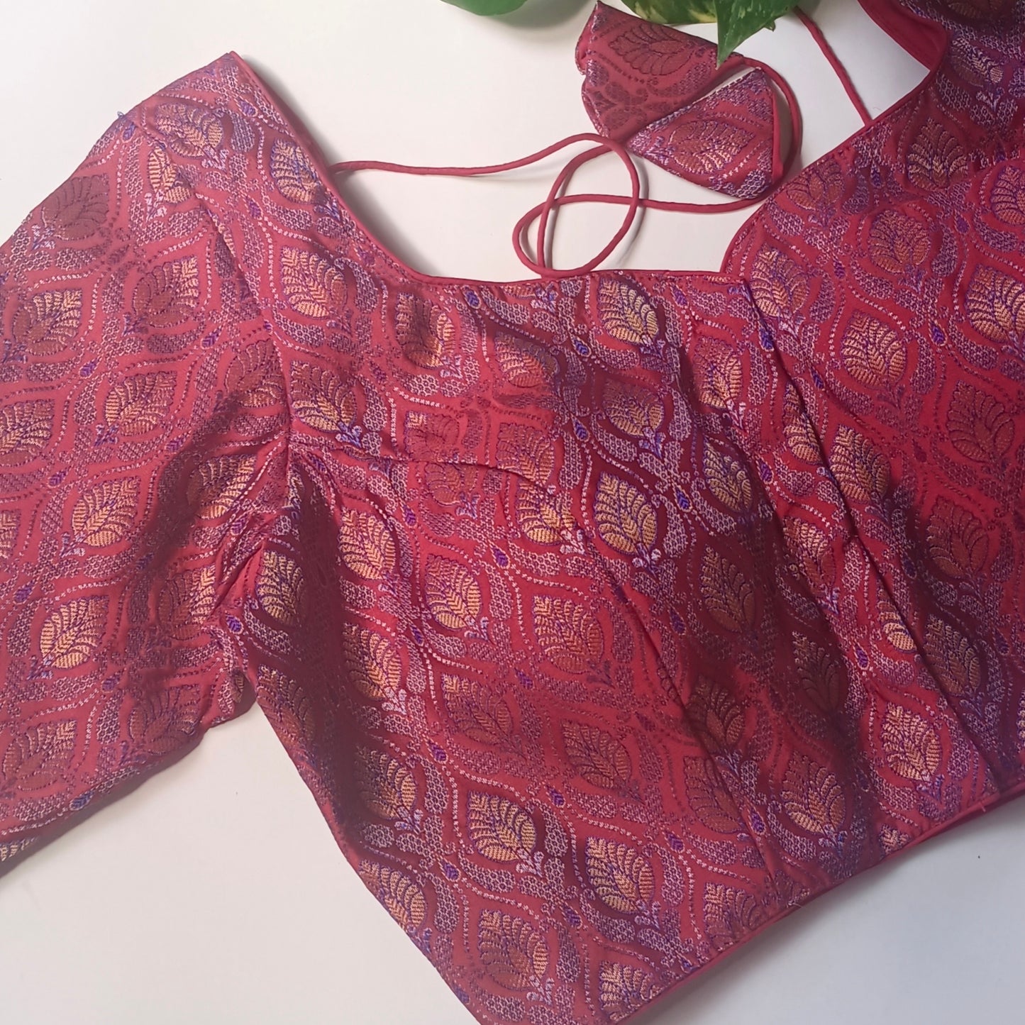 Red Brocade Blouse