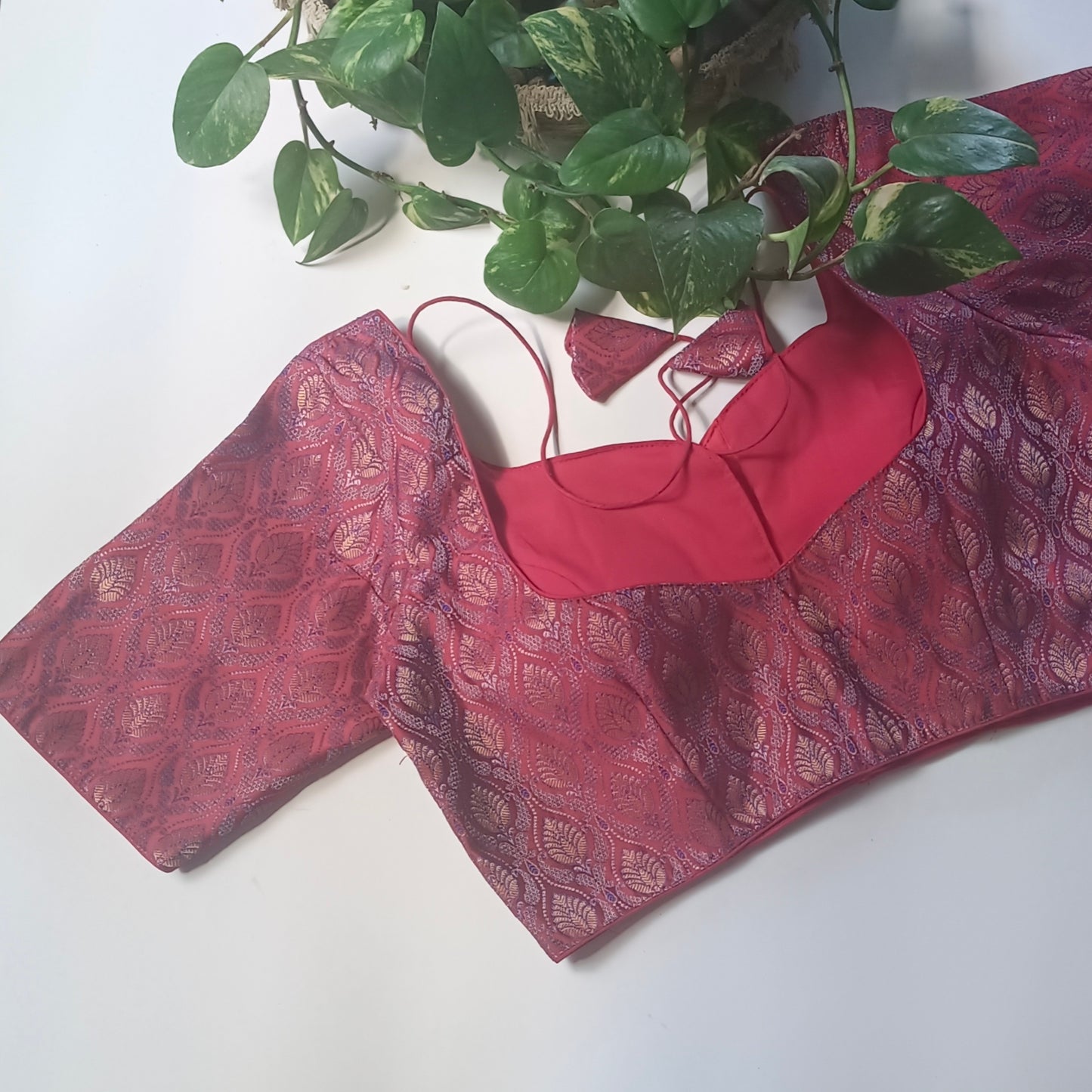 Red Brocade Blouse