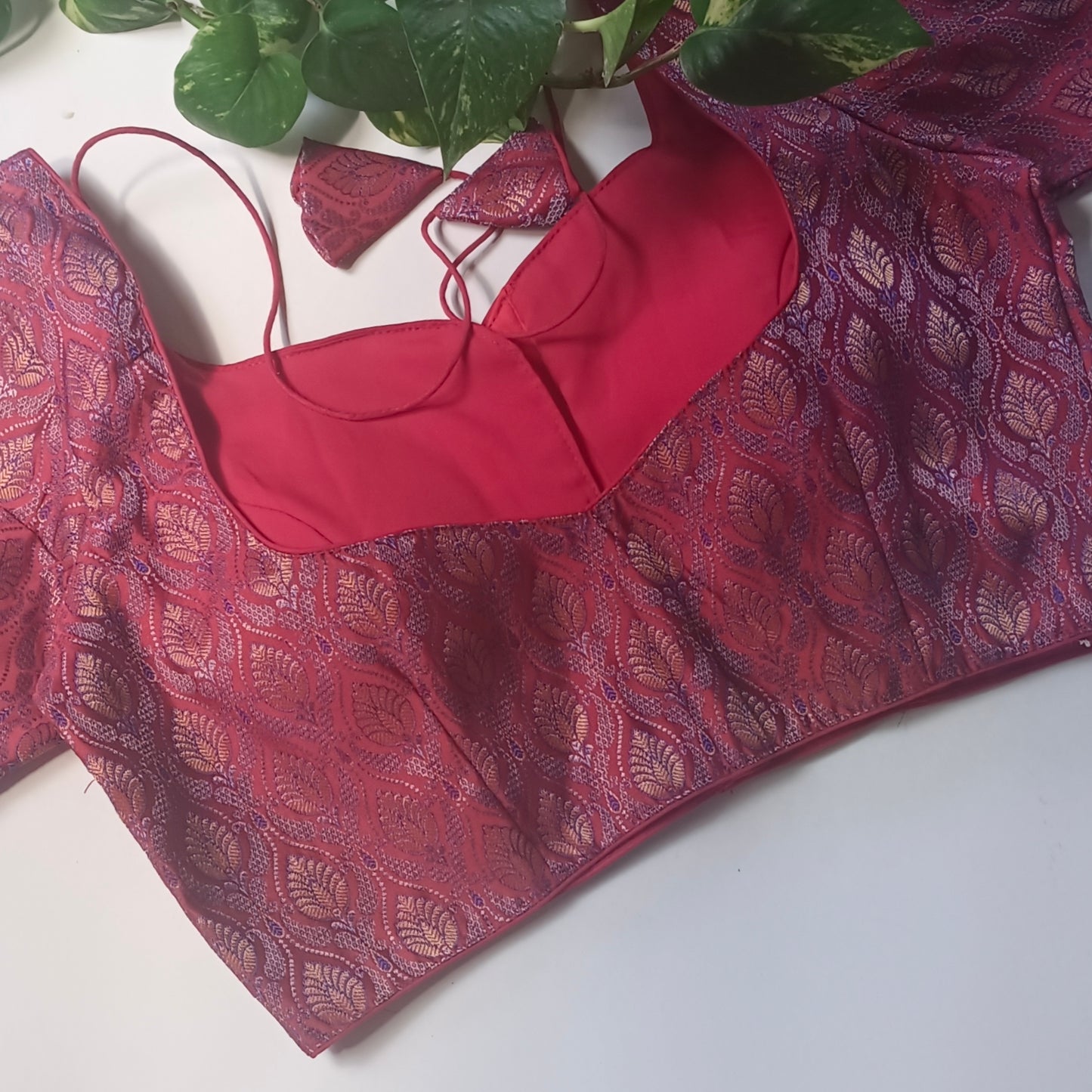 Red Brocade Blouse