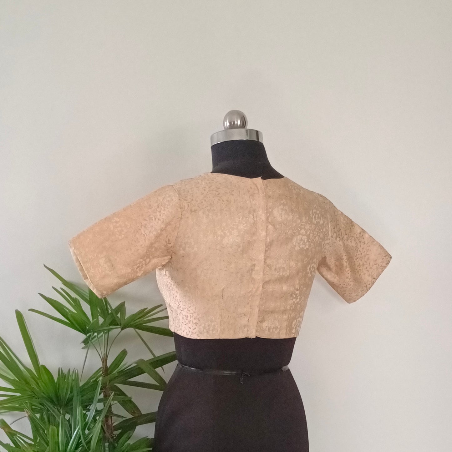 Peach High Neck Brocade Blouse