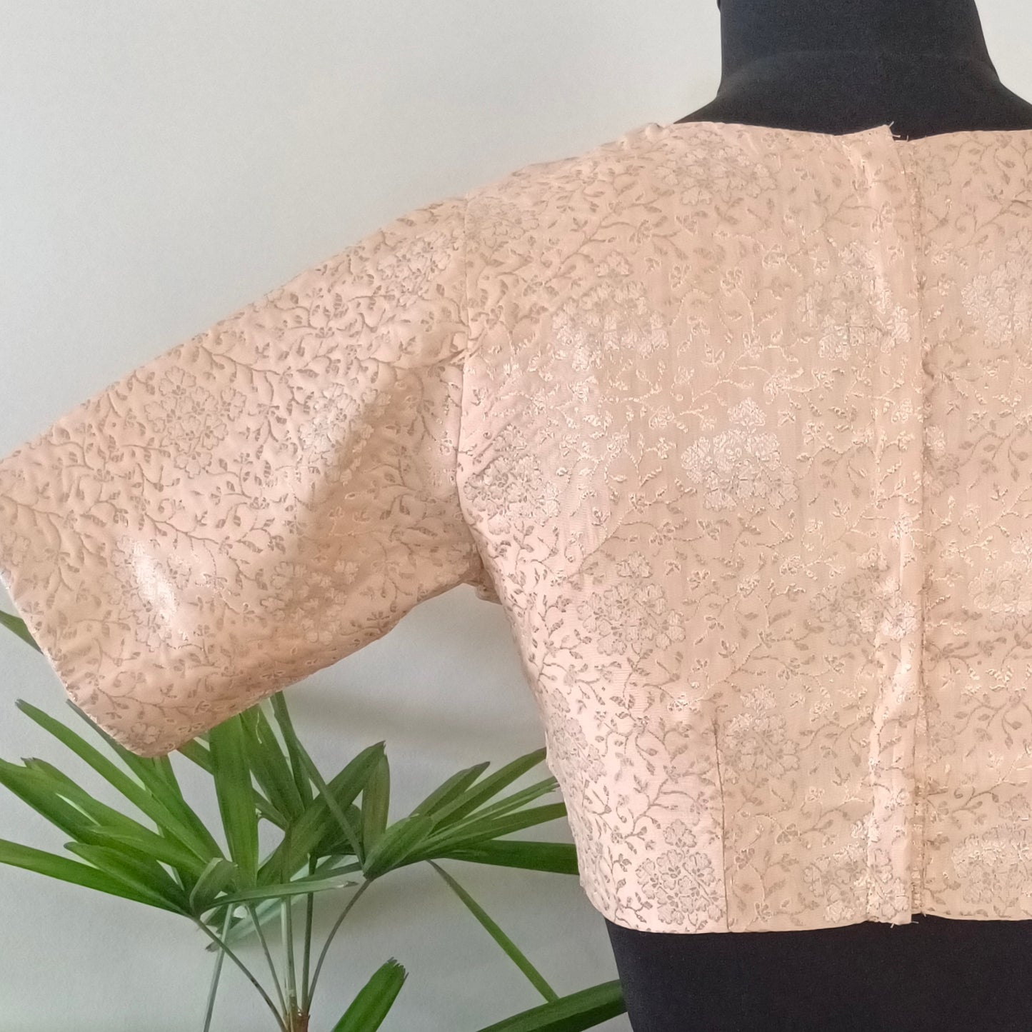 Peach High Neck Brocade Blouse