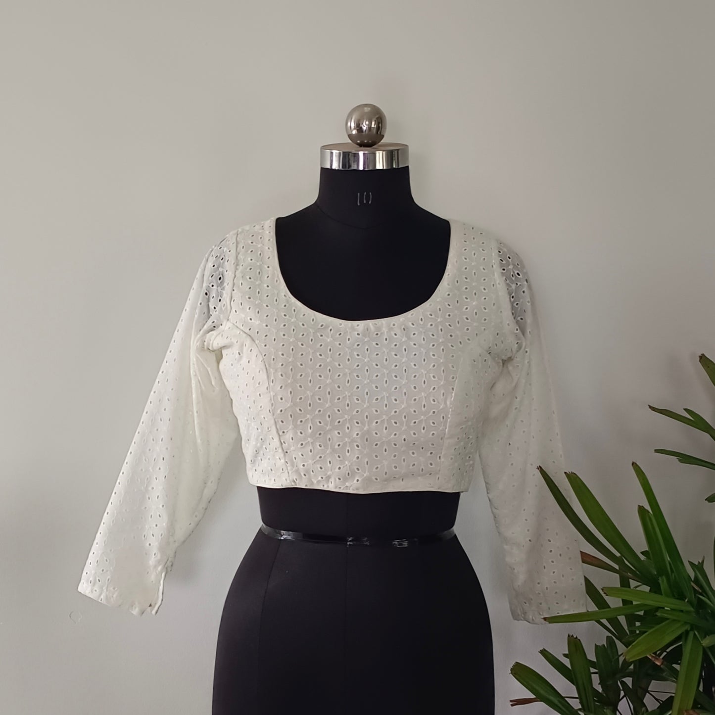 Off White Cotton Full Sleeve Blouse