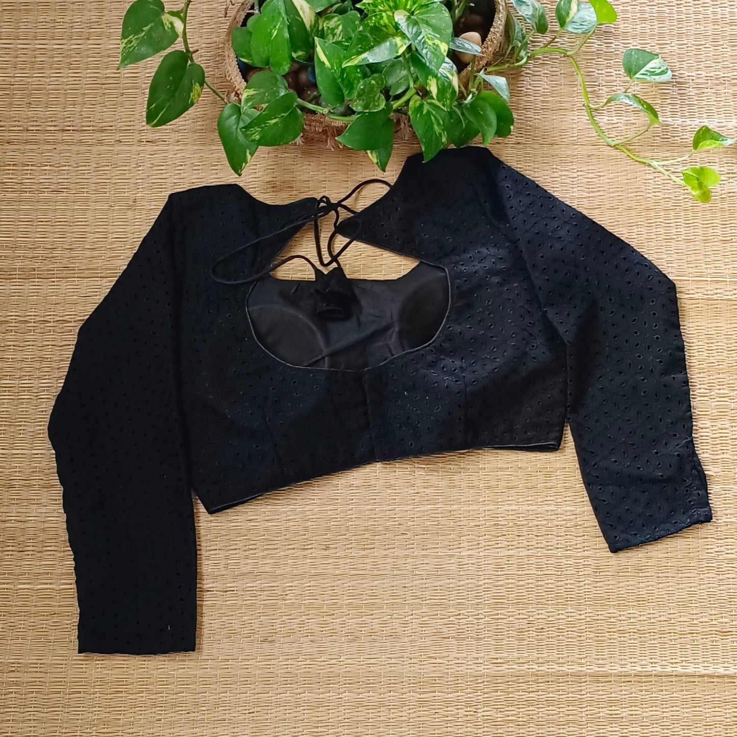 Black Cotton Full Sleeve Blouse