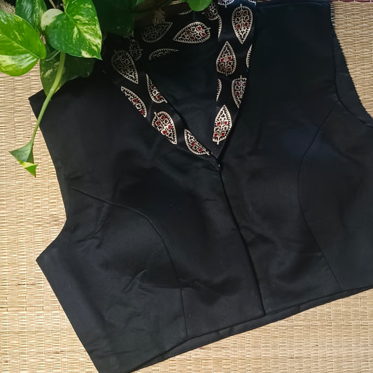 Black Premium Malai Cotton Sleevless Blouse