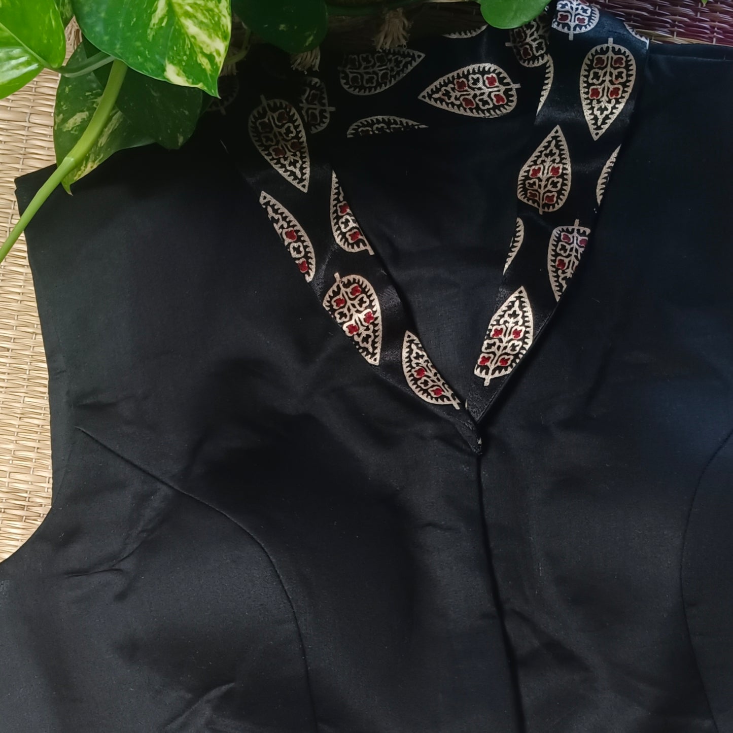 Black Premium Malai Cotton Sleevless Blouse