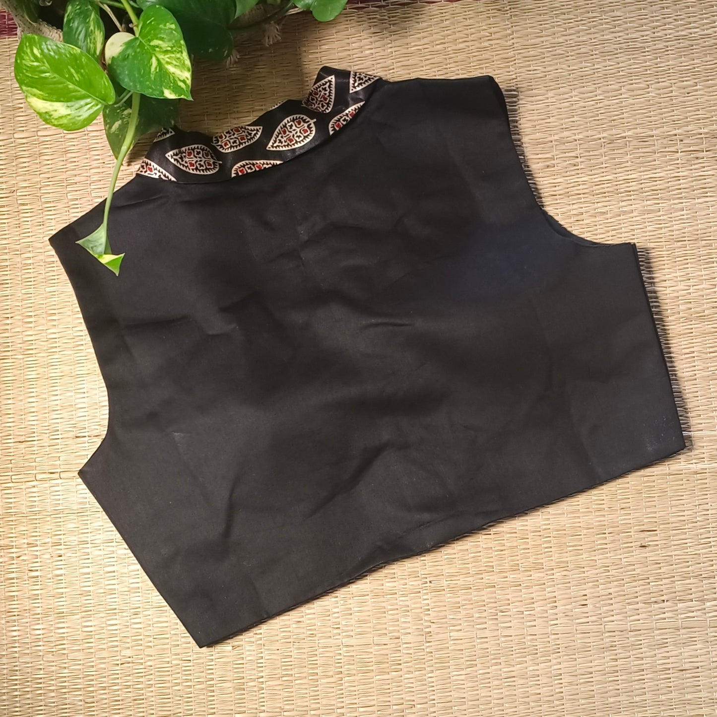 Black Premium Malai Cotton Sleevless Blouse