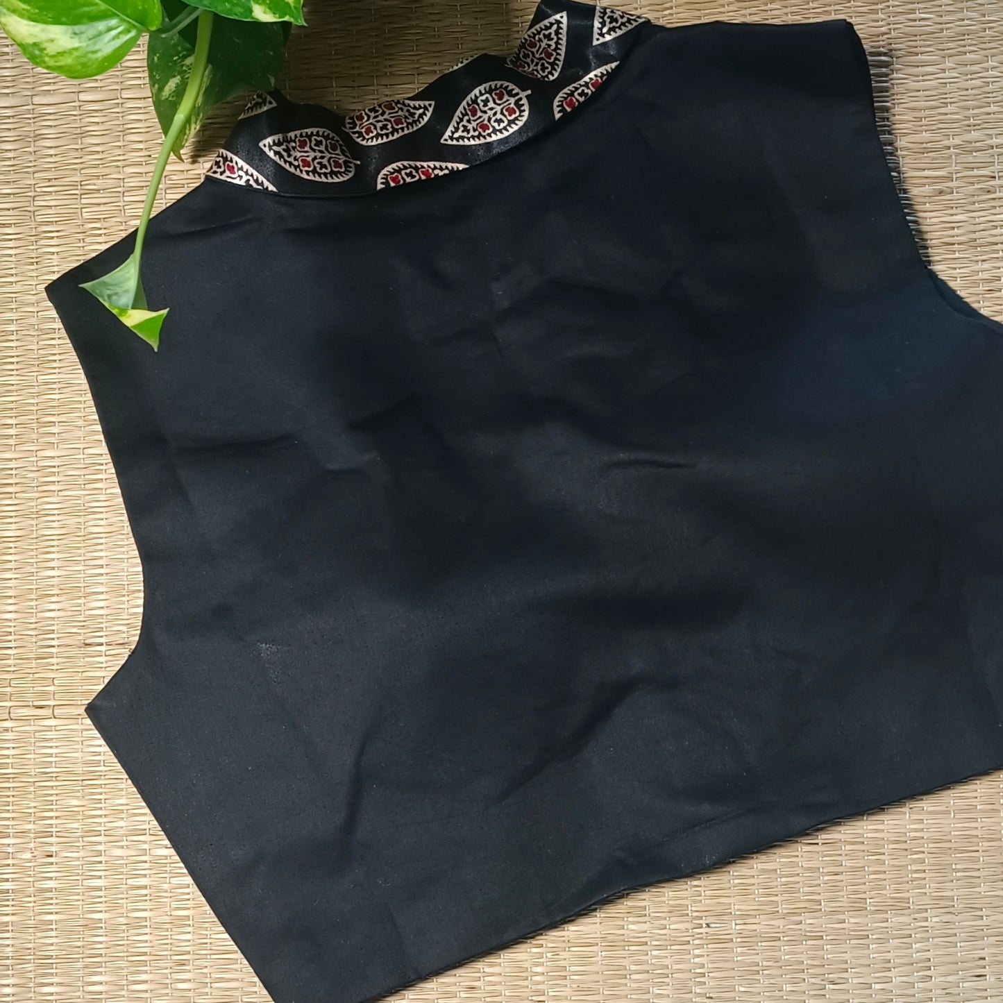 Black Premium Malai Cotton Sleevless Blouse