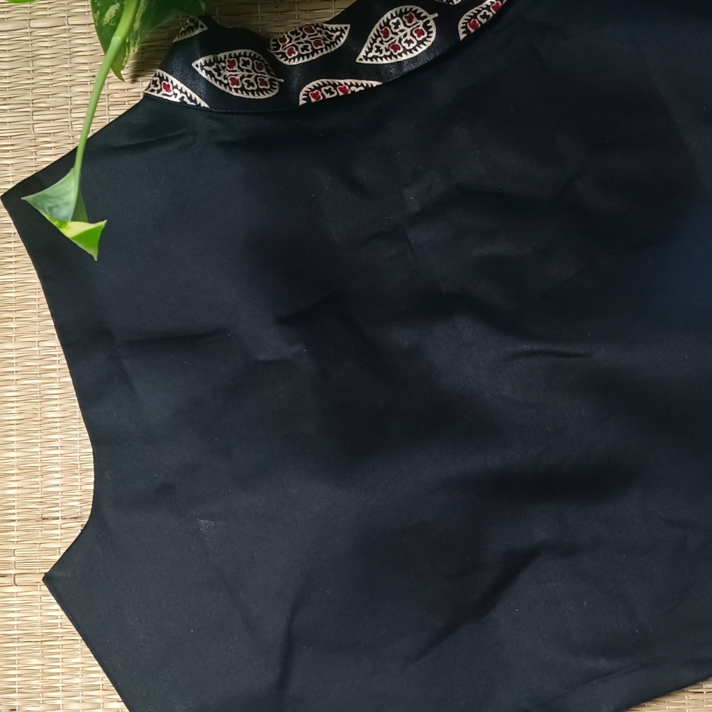 Black Premium Malai Cotton Sleevless Blouse