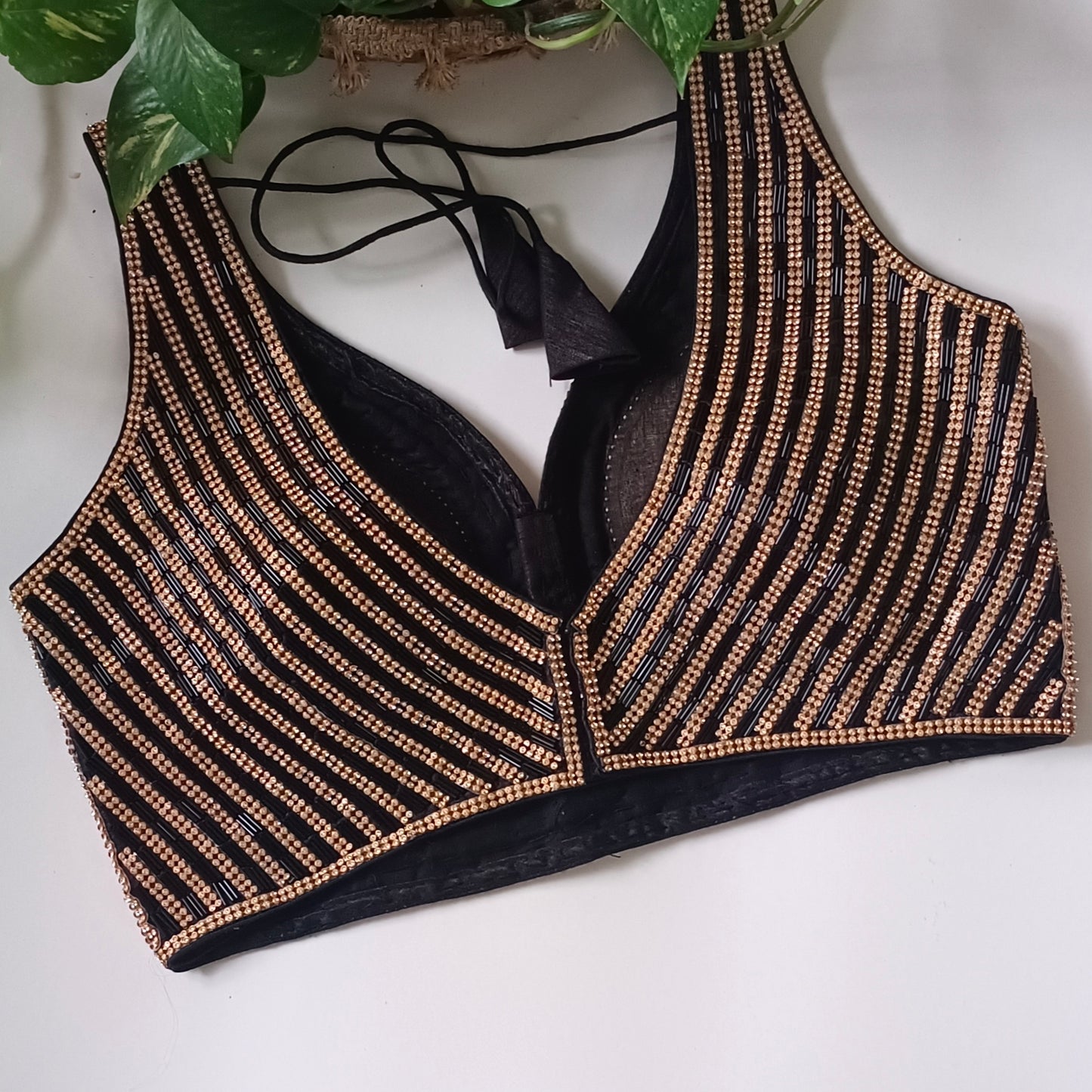 Black Sequence with allover beads handwork blouse