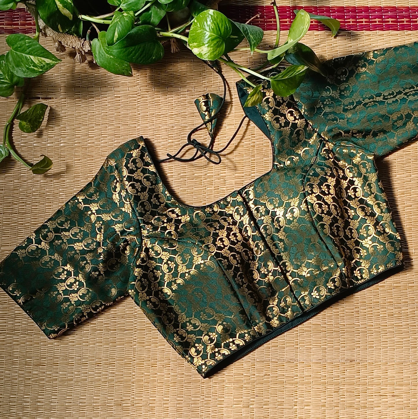 Classic Dark Green Brocade Blouse(assorted)