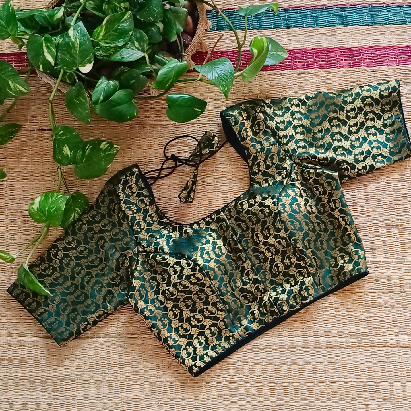 Classic Dark Green Brocade Blouse(assorted)