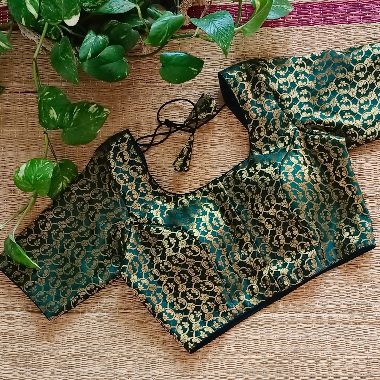 Classic Dark Green Brocade Blouse(assorted)