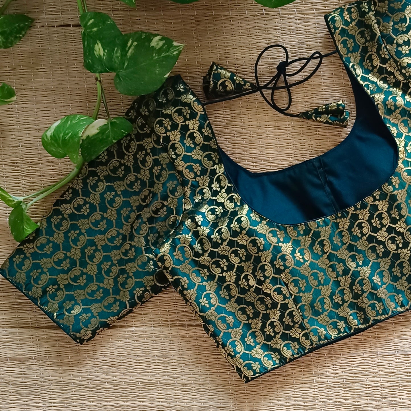 Classic Dark Green Brocade Blouse(assorted)