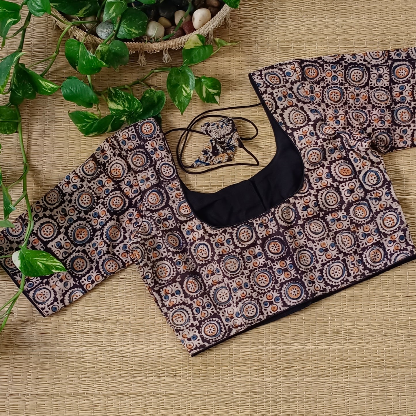 Black Kalamkari Cotton Blouse