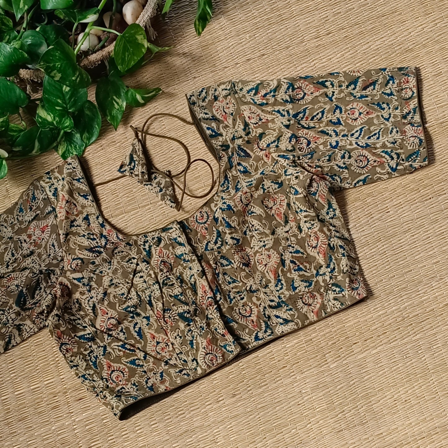 Mehendi Green Kalamkari Cotton Blouse