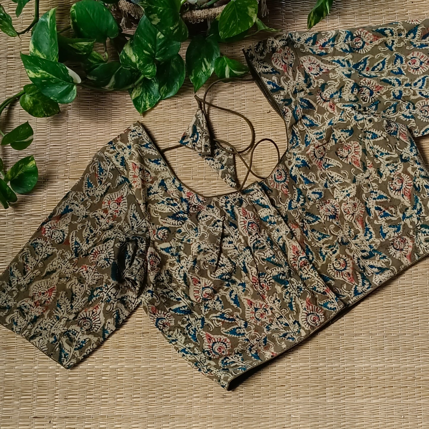 Mehendi Green Kalamkari Cotton Blouse