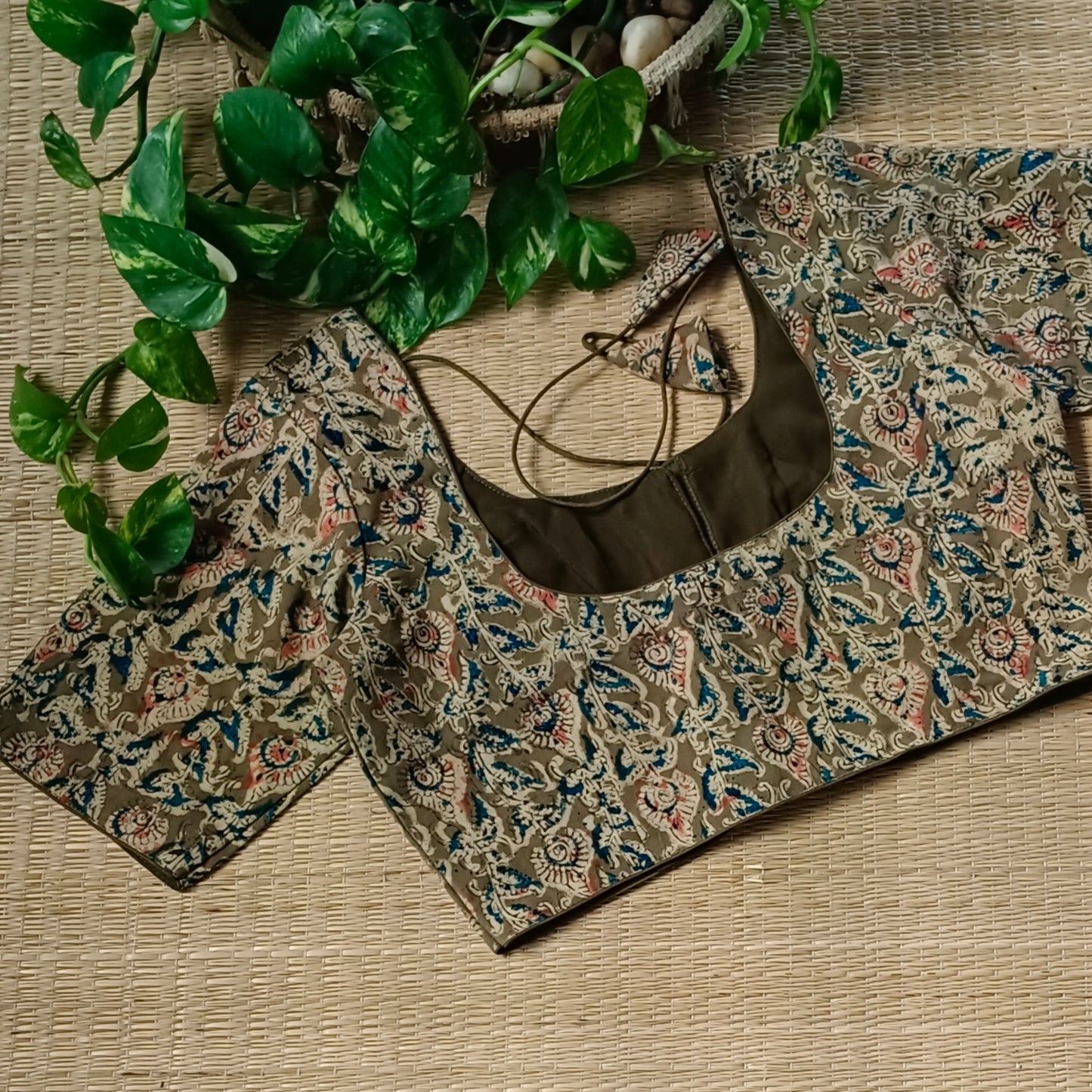 Mehendi Green Kalamkari Cotton Blouse