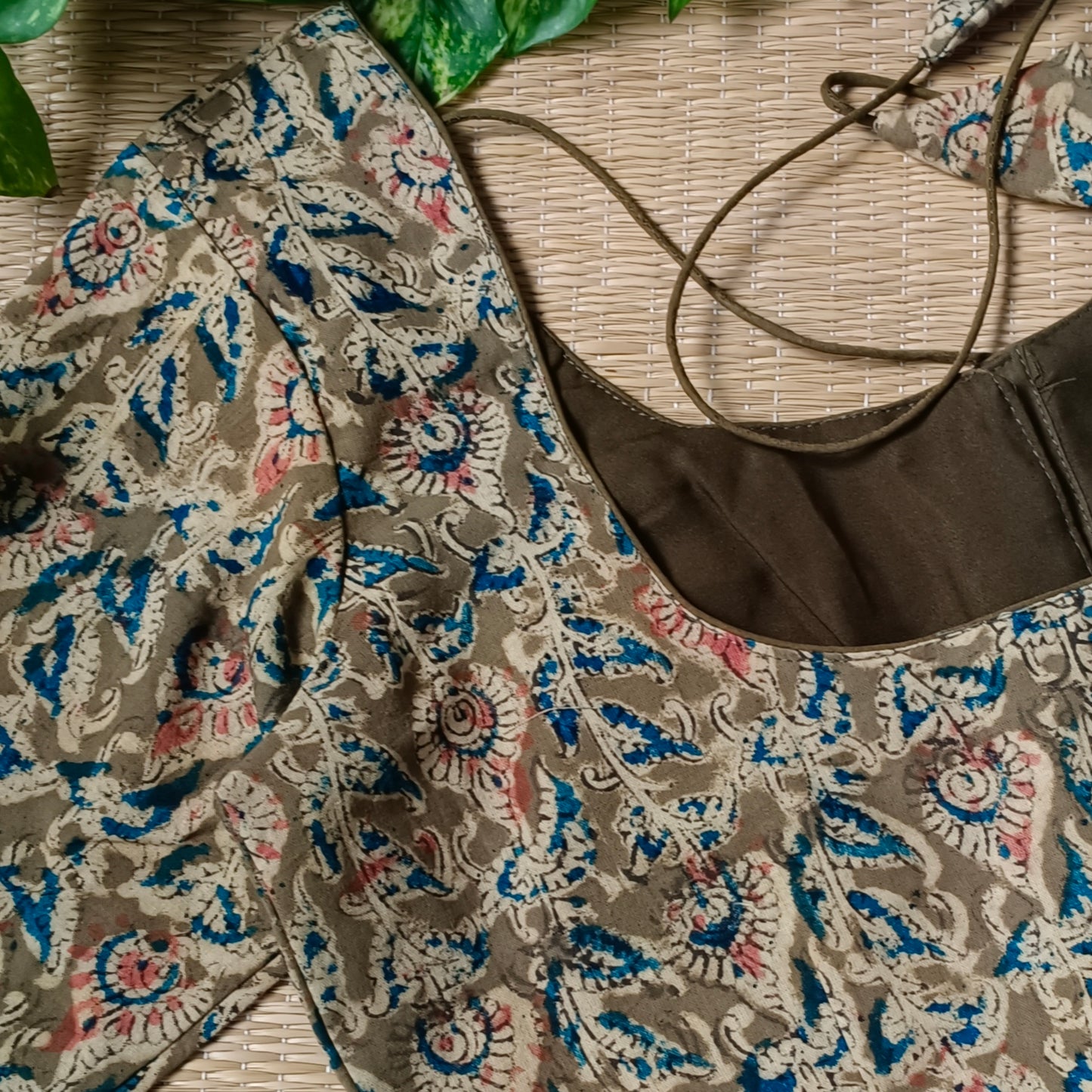 Mehendi Green Kalamkari Cotton Blouse