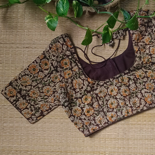 Brown Kalamkari Cotton Blouse