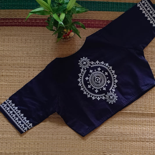 Navy Blue embroidery blouse