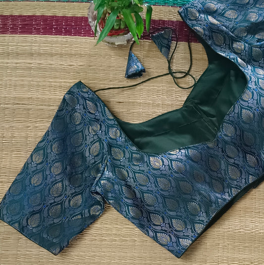 Bottle Green Brocade Blouse