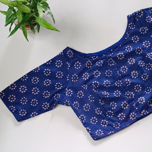 Indigo Printed Cotton Blouse