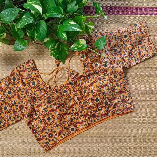 Yellow Kalamkari Cotton Blouse