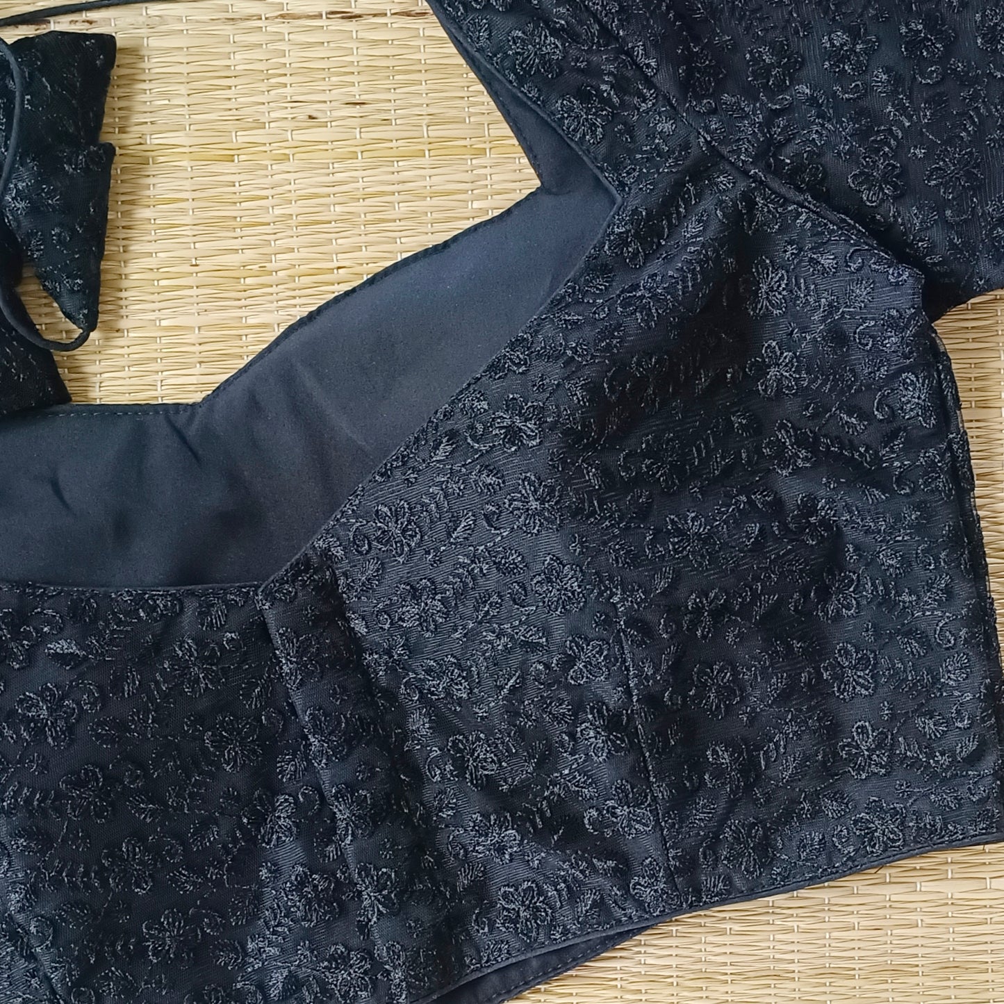 Black Plain Netted Blouse