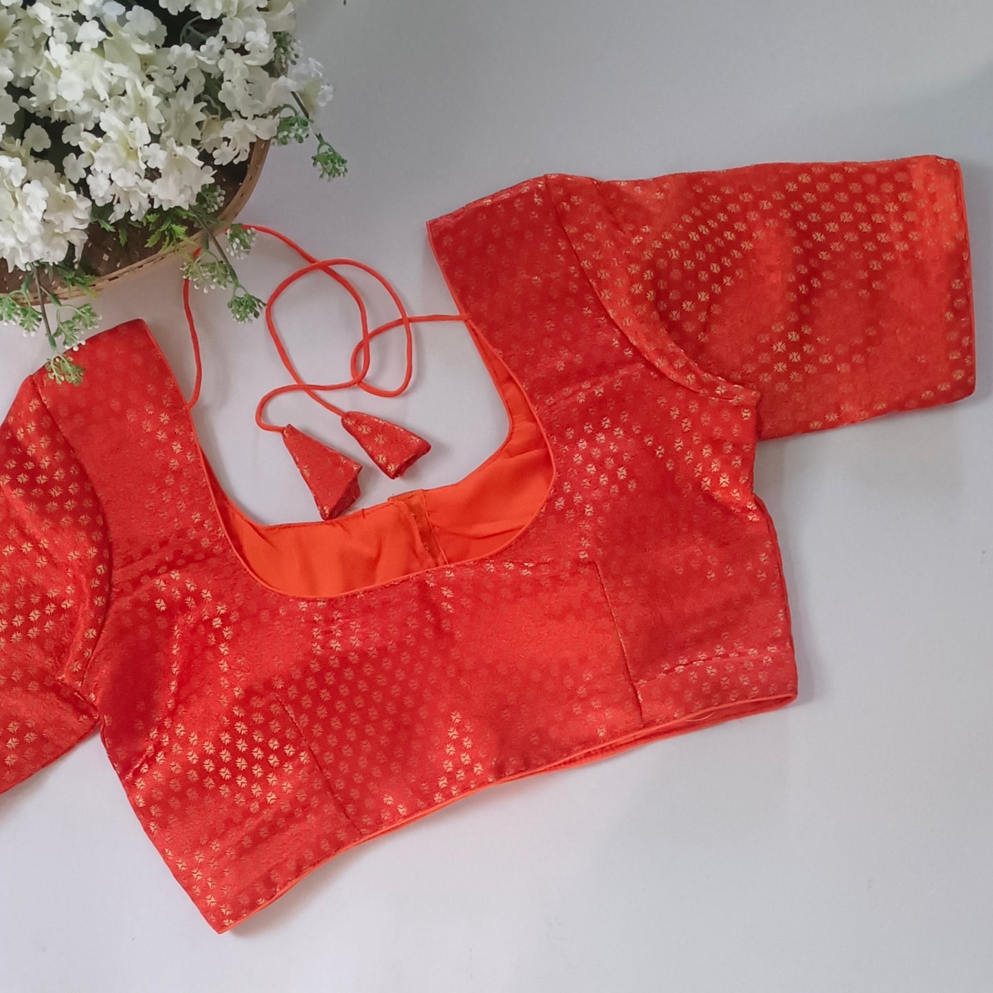 Classic Rustic Orange Brocade Blouse(assorted)