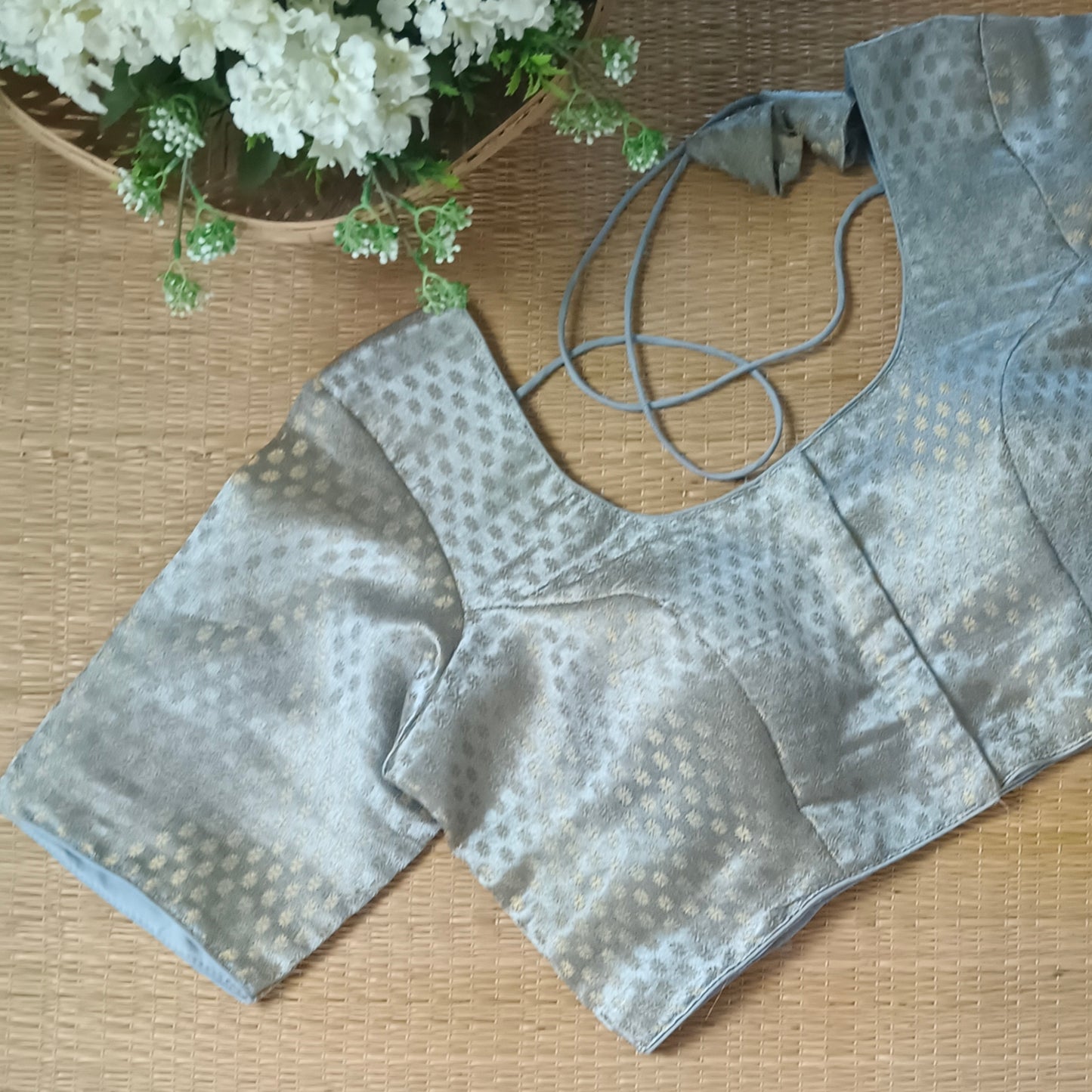 Classic Grey Brocade Blouse(assorted)