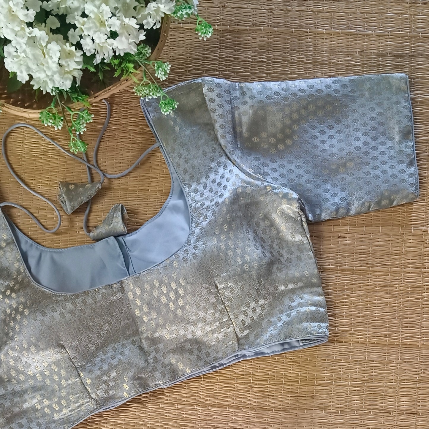 Classic Grey Brocade Blouse(assorted)