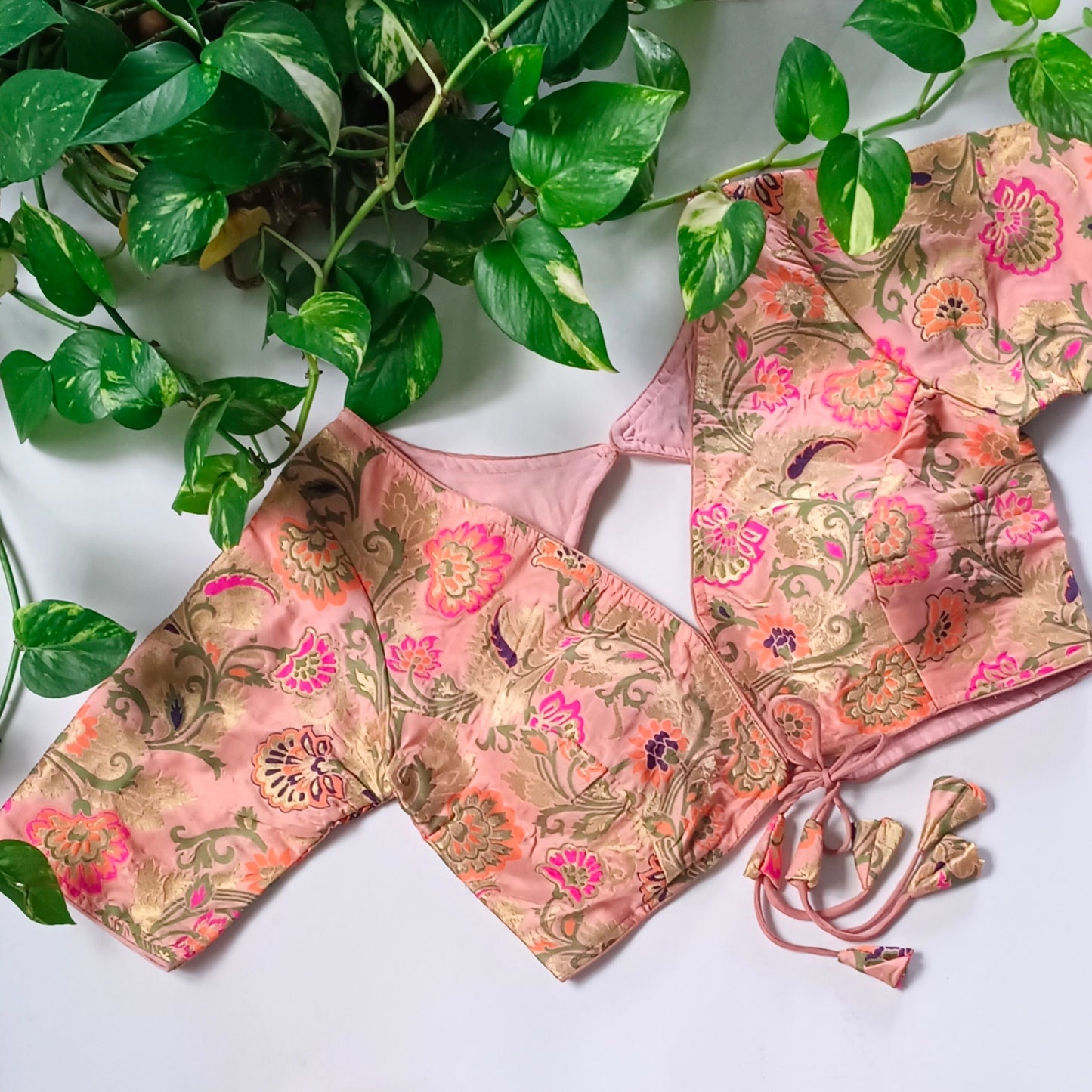 Baby Pink Multicolor Brocade Blouse