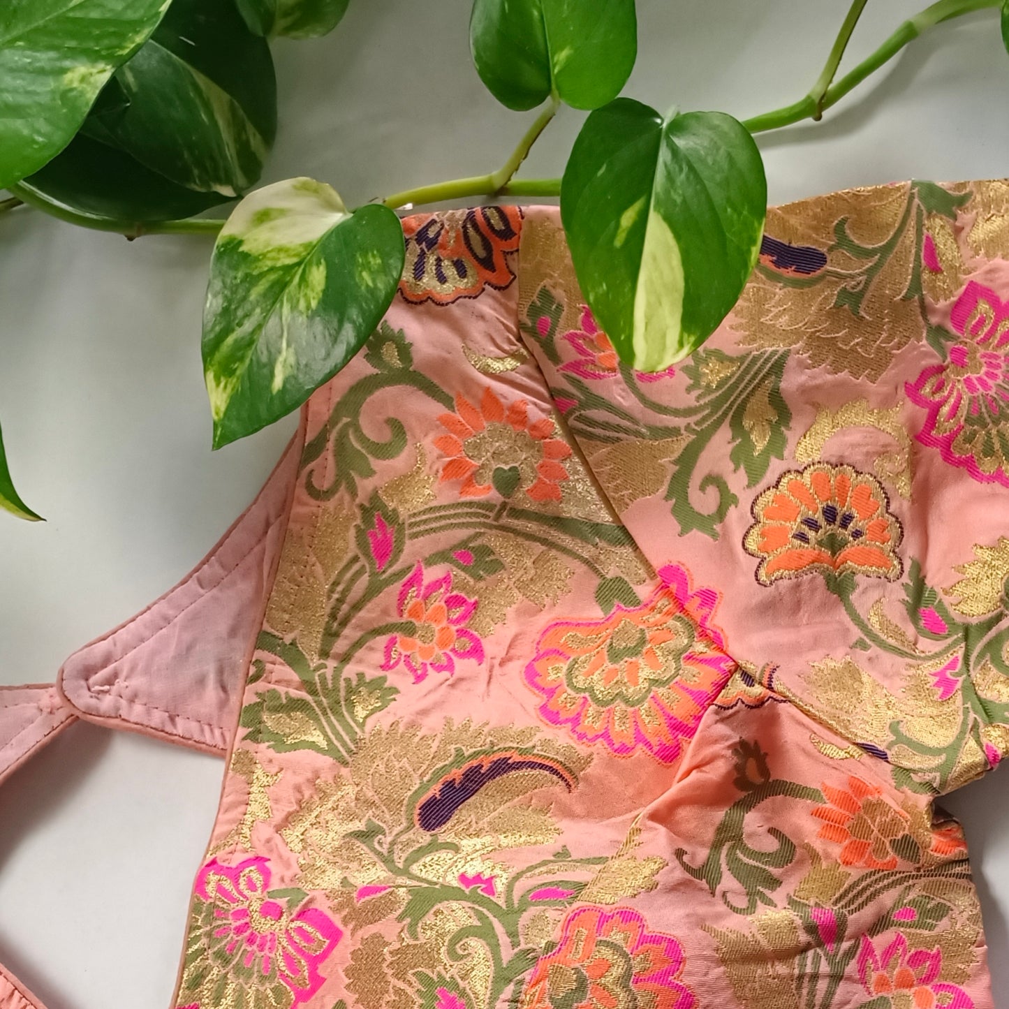 Baby Pink Multicolor Brocade Blouse