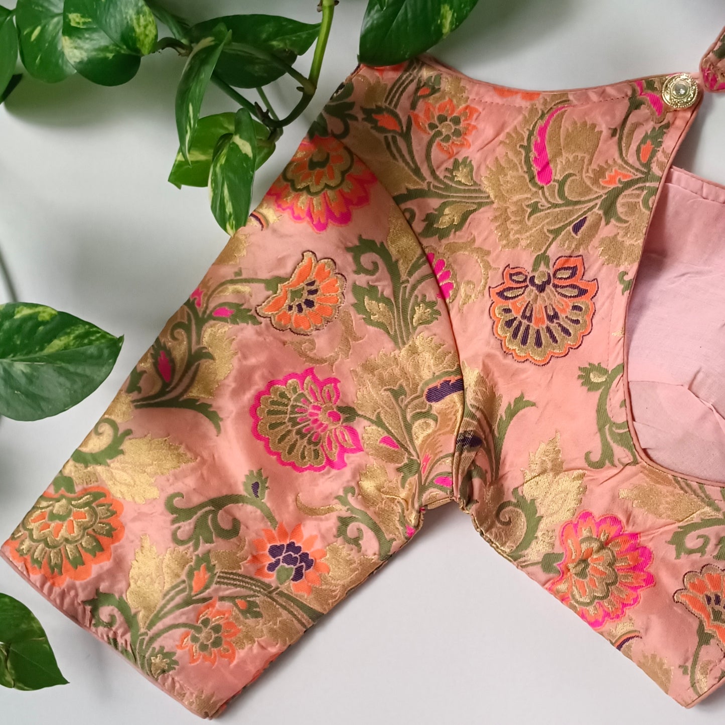 Baby Pink Multicolor Brocade Blouse