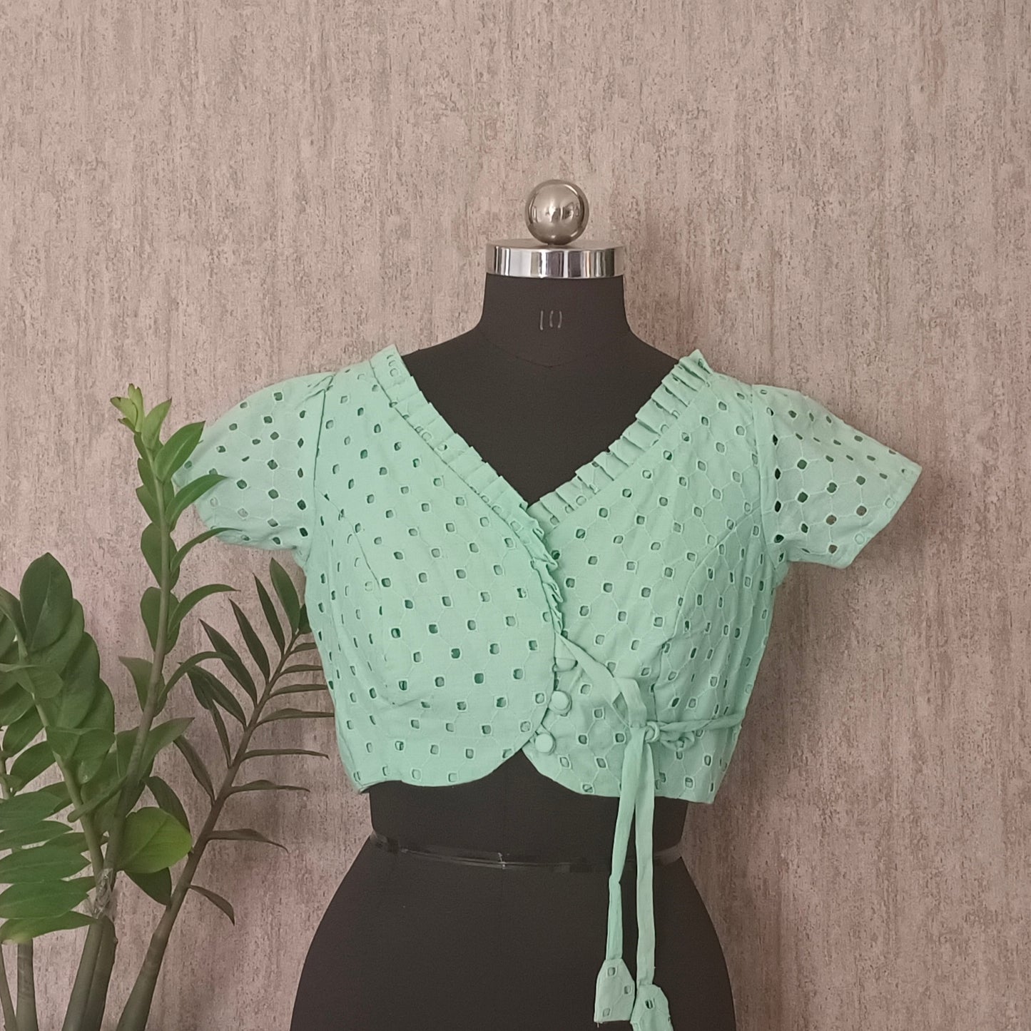 Mint Green Side Tie Blouse