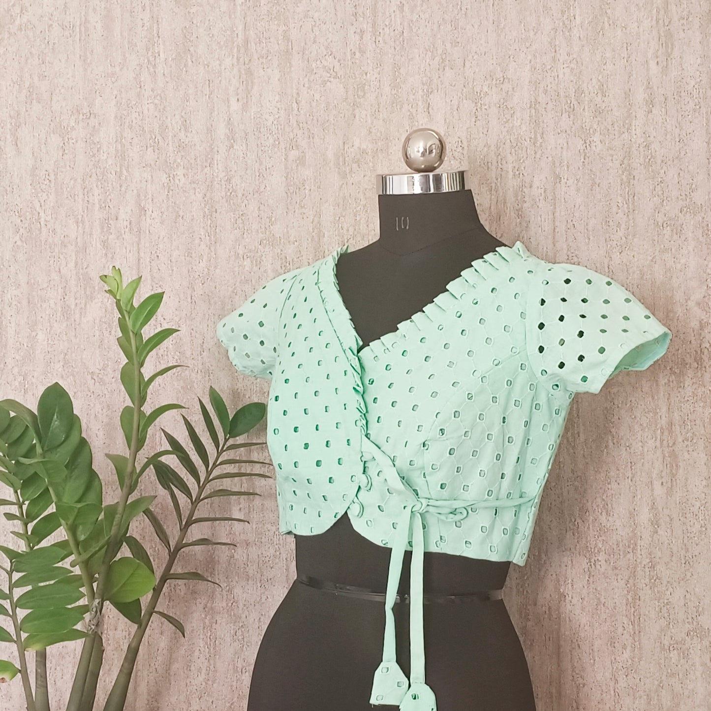 Mint Green Side Tie Blouse