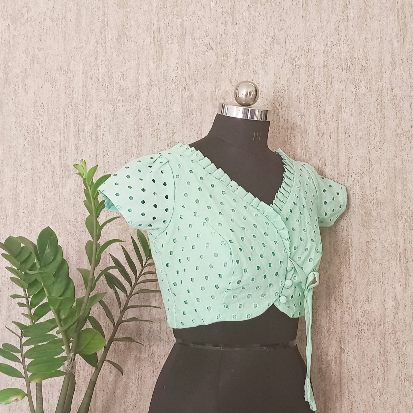 Mint Green Side Tie Blouse