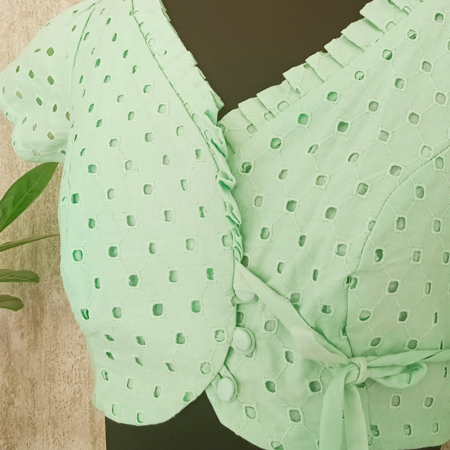 Mint Green Side Tie Blouse