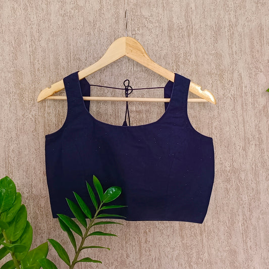 Navy Blue Cotton Blouse