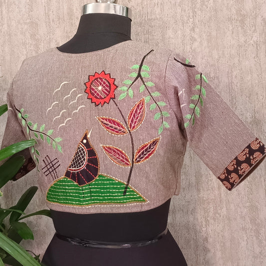 Khadi Patch work- embroidery Blouse