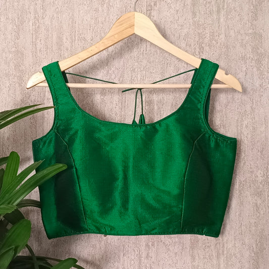 Dark Green Sleeveless Blouse