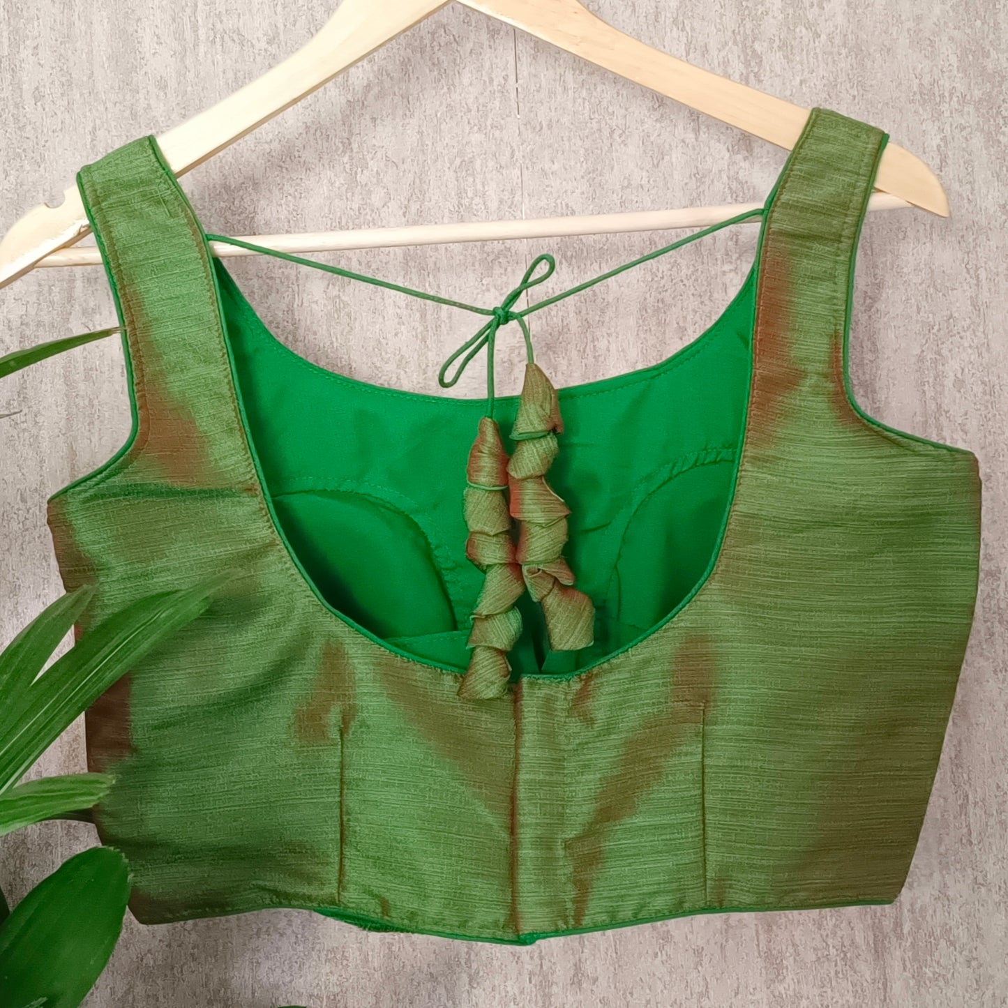 Green Dual shade Sleeveless Blouse