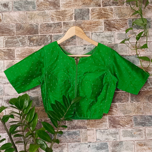 Green Cotton Silk Blouse